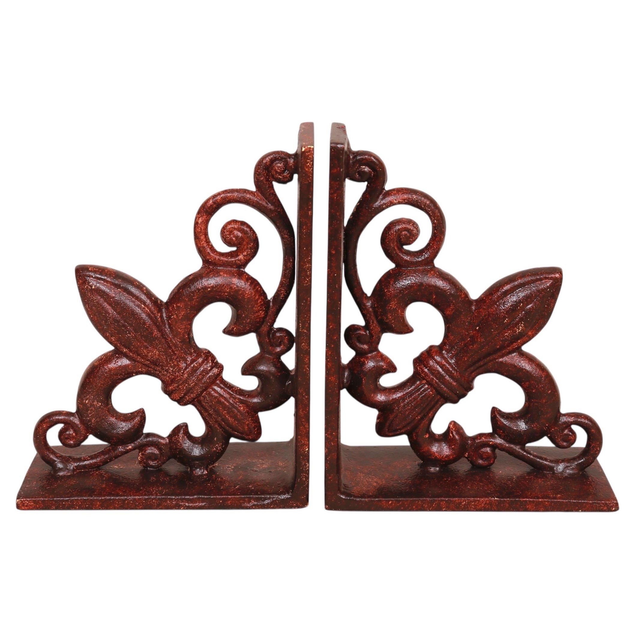 Cast Iron Fleur De Lis Bookends, a Pair