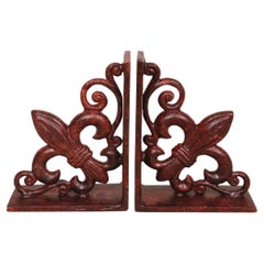 Cast Iron Fleur De Lis Bookends, a Pair