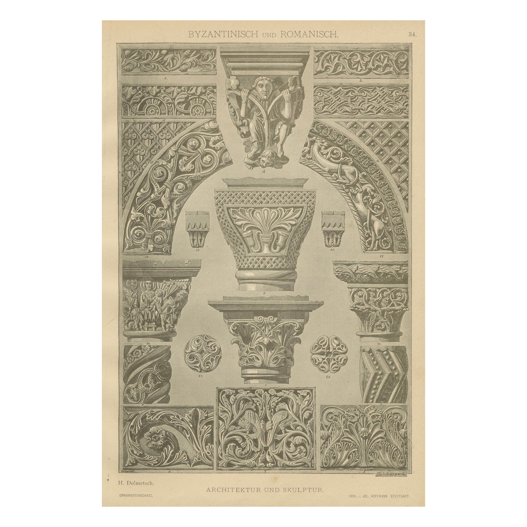 Ornamento arquitectónico bizantino y románico Impresión de H. Dolmetsch, 1887