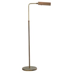 Midcentury Patinated Brass Adjustable Pharmacy Floor Lamp