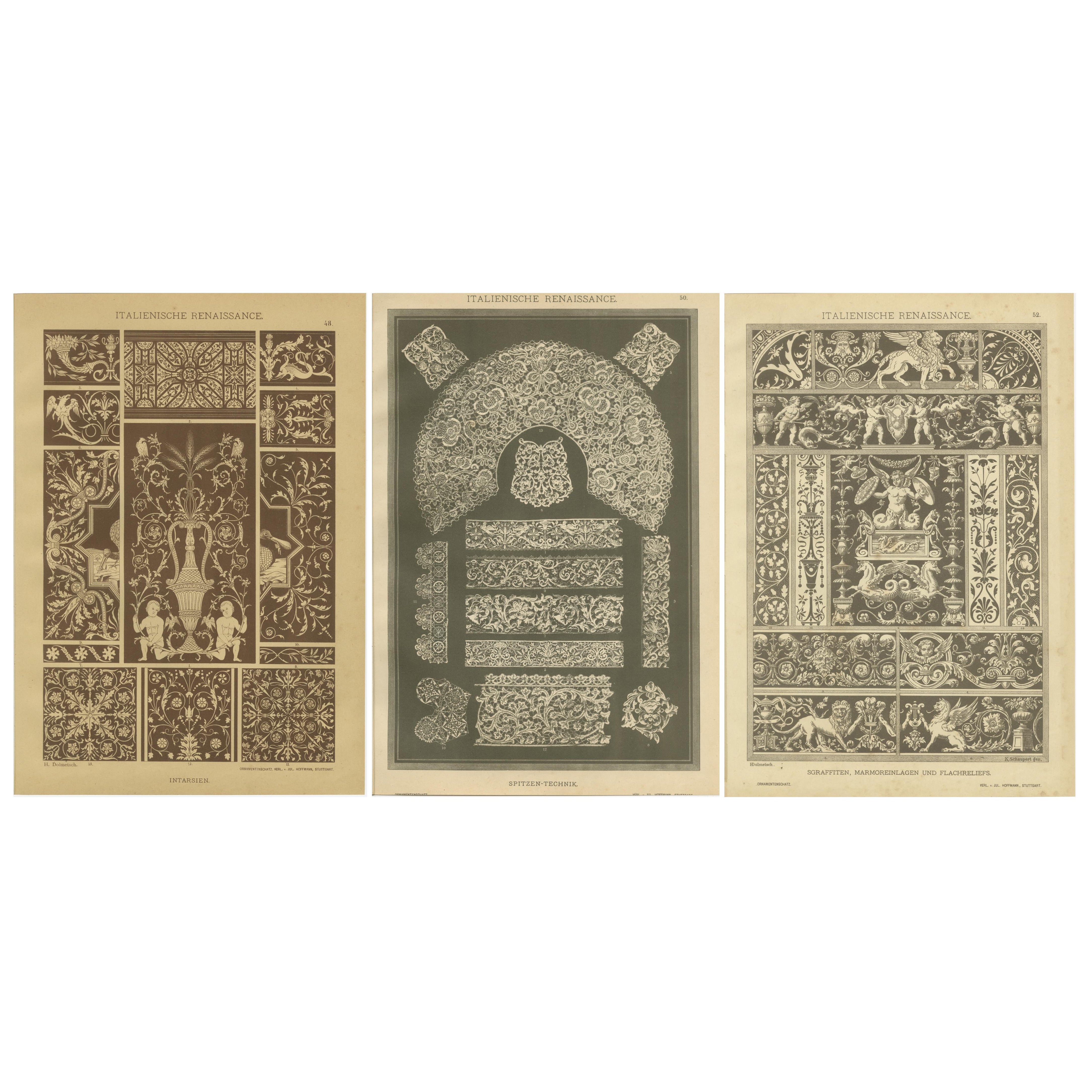 Lebendige dekorative italienische Renaissance-Kunstteller - Original Chromolithos, 1887