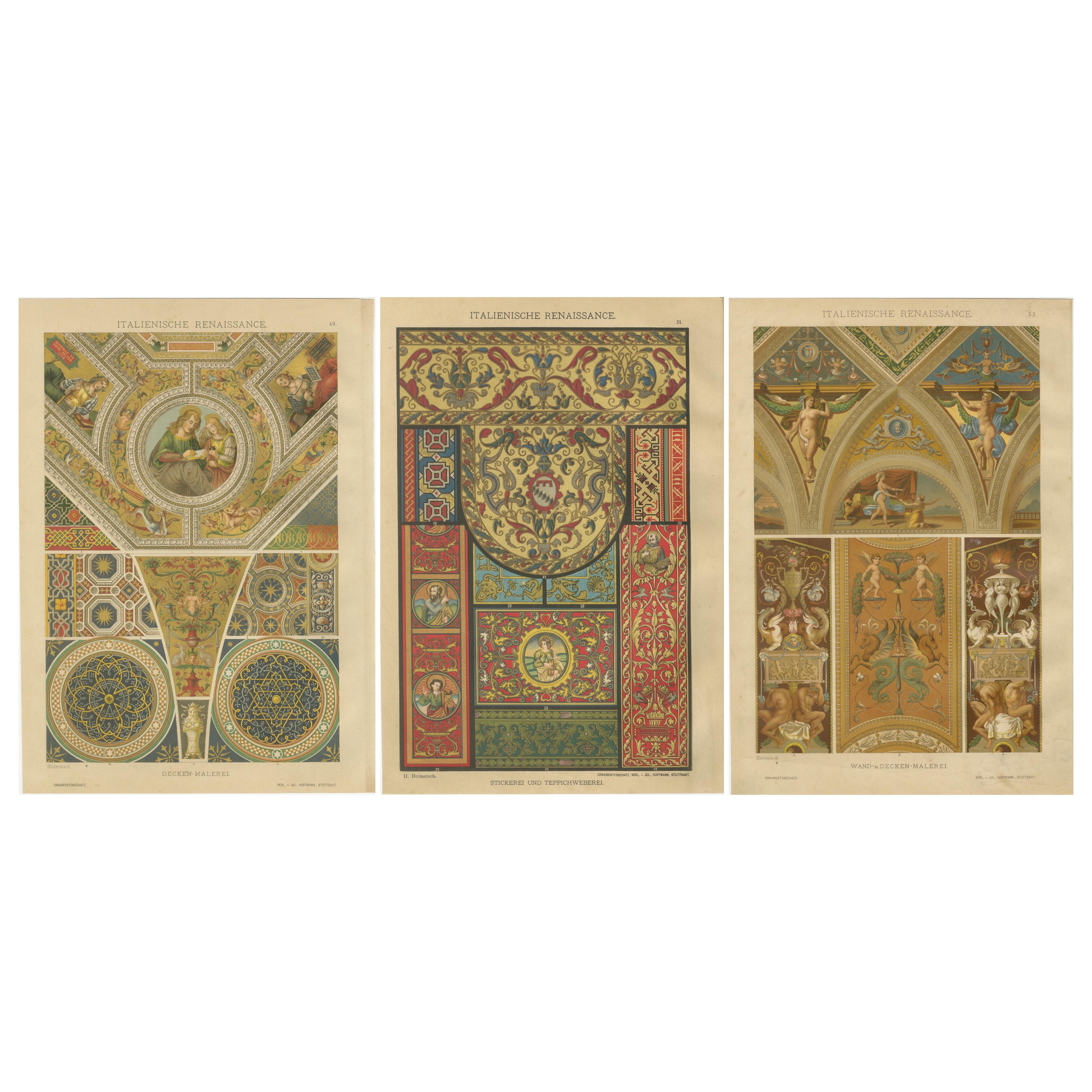 Italienische Kunstdrucke der Renaissance - Architektur- und Textildesigns