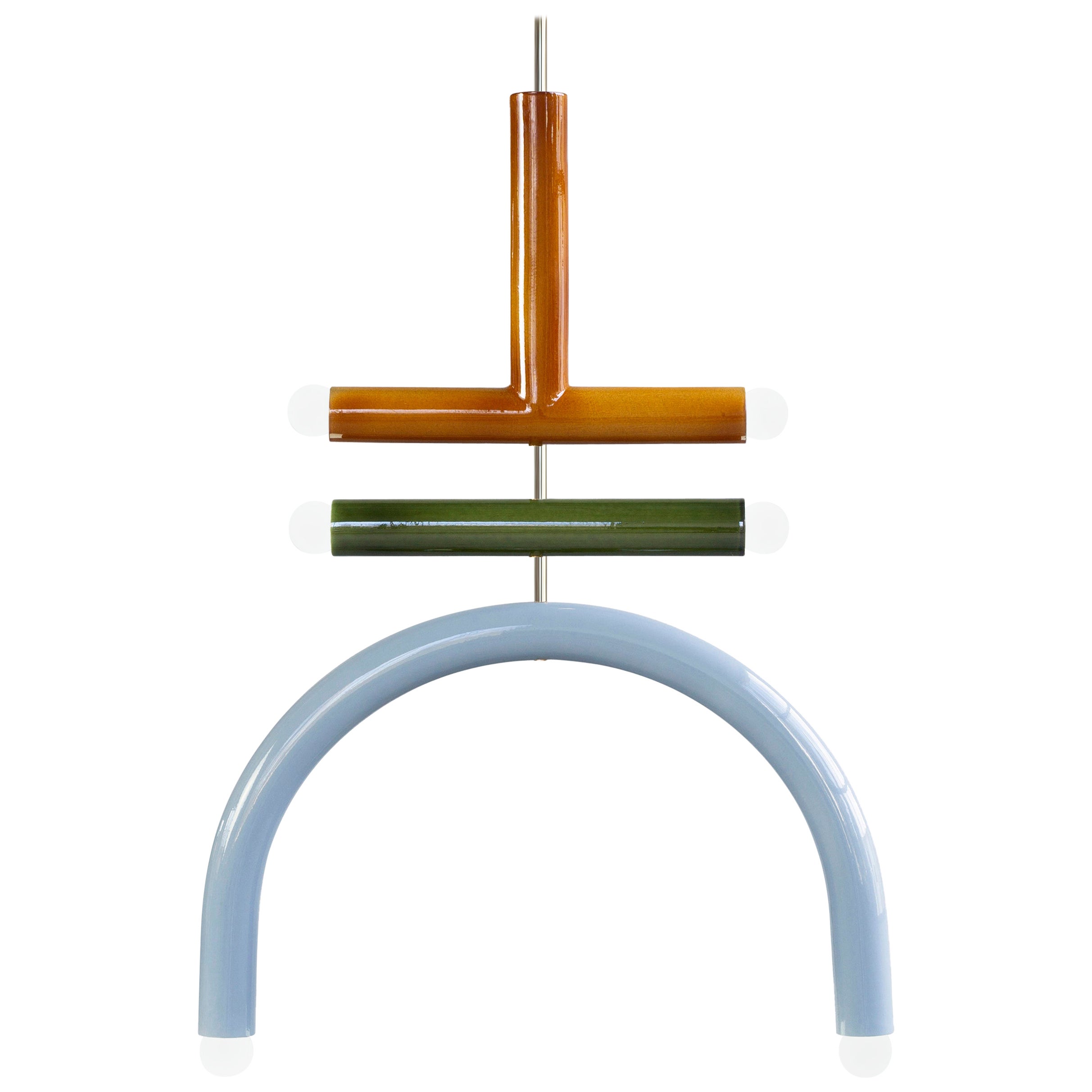 Customizable Ceramic Pendant Lamp TRN F2 silver finish by Pani Jurek
