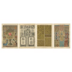 Grabados de ornamentos renacentistas franceses e italianos de H. Dolmetsch, 1887, lote de 4