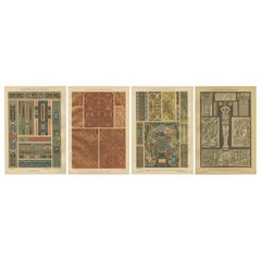Set of 4 French Renaissance Prints by H. Dolmetsch from Ornamentenschatz, 1887
