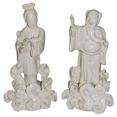 Two Blanc De Chine Figures, Male and Female, Early 20th Century