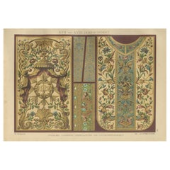 Grabado de artes ornamentales de los siglos XVII y XVIII - Bordado y Giltwork, 1887