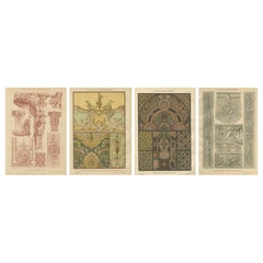 Set of Four German Renaissance Prints by H. Dolmetsch, Ornamentenschatz, c. 1887