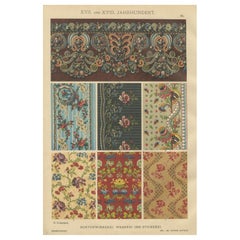 Ornamental Baroque Weaving and Embroidery Sample Print by H. Dolmetsch, 1887