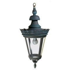 Accattivante lanterna a sospensione in ottone antico e rame - 27 "Hx 12 "L