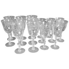 Fostoria Crystal Navarre Blue 16-Piece Set of 8 Water and 8 Claret Wine Goblets