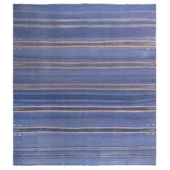 Doris Leslie Blau Vintage Indian Dhurrie Striped Purple Rug
