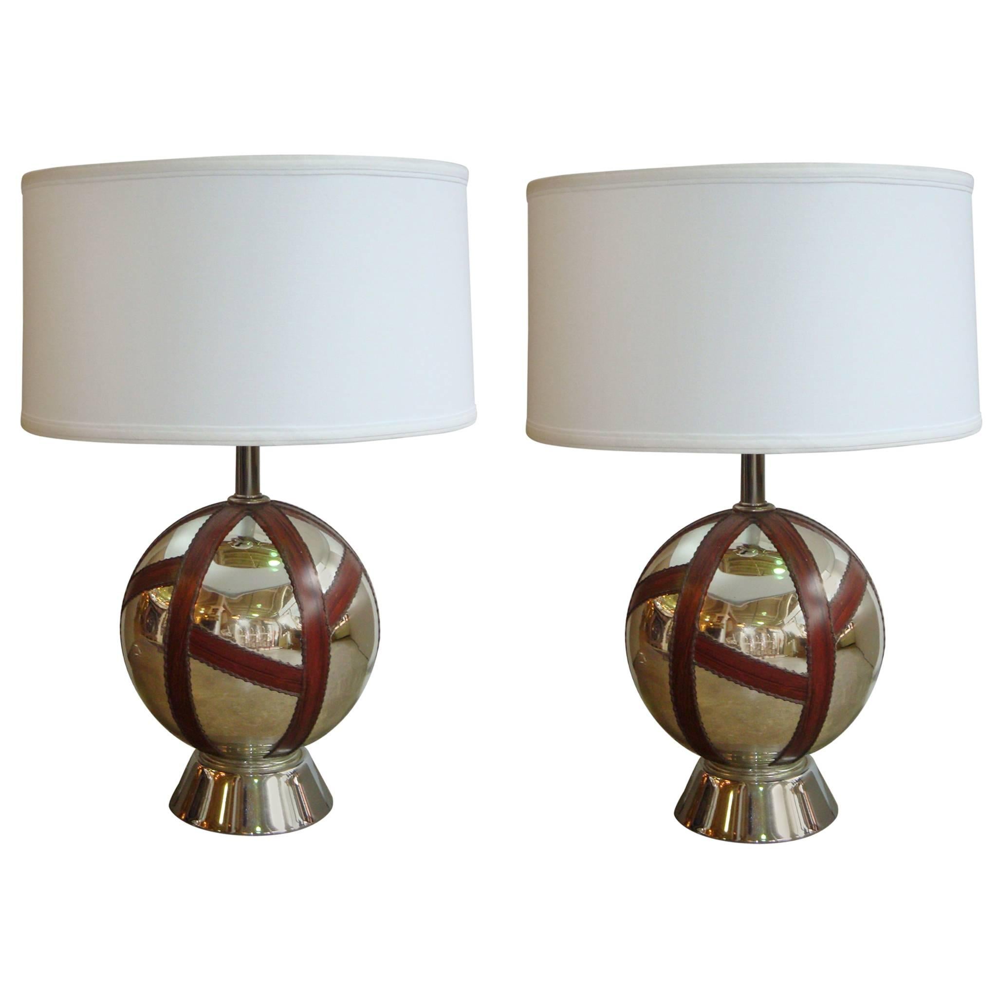 Pair of Mercury Glass and Chrome Lamps