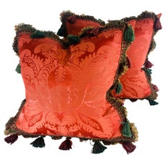Elegantes almohadas de seda con borlas Scalamandre/un par