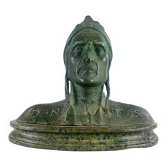 Mid-century vintage grand tour bronze sculpture of Dantes