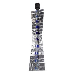 Monumentaler Venini Tazebao-Kronleuchter aus Kristall und saphirblauem Murano-Glas, Italien