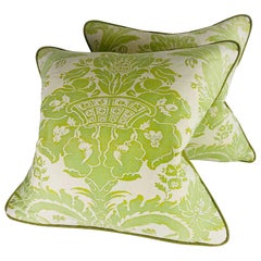 Mid-century vintage hand printed Italian fortuny pillows/a pair