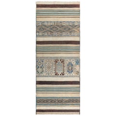 Doris Leslie Blau Vintage Moroccan Geometric Green Kilim Rug