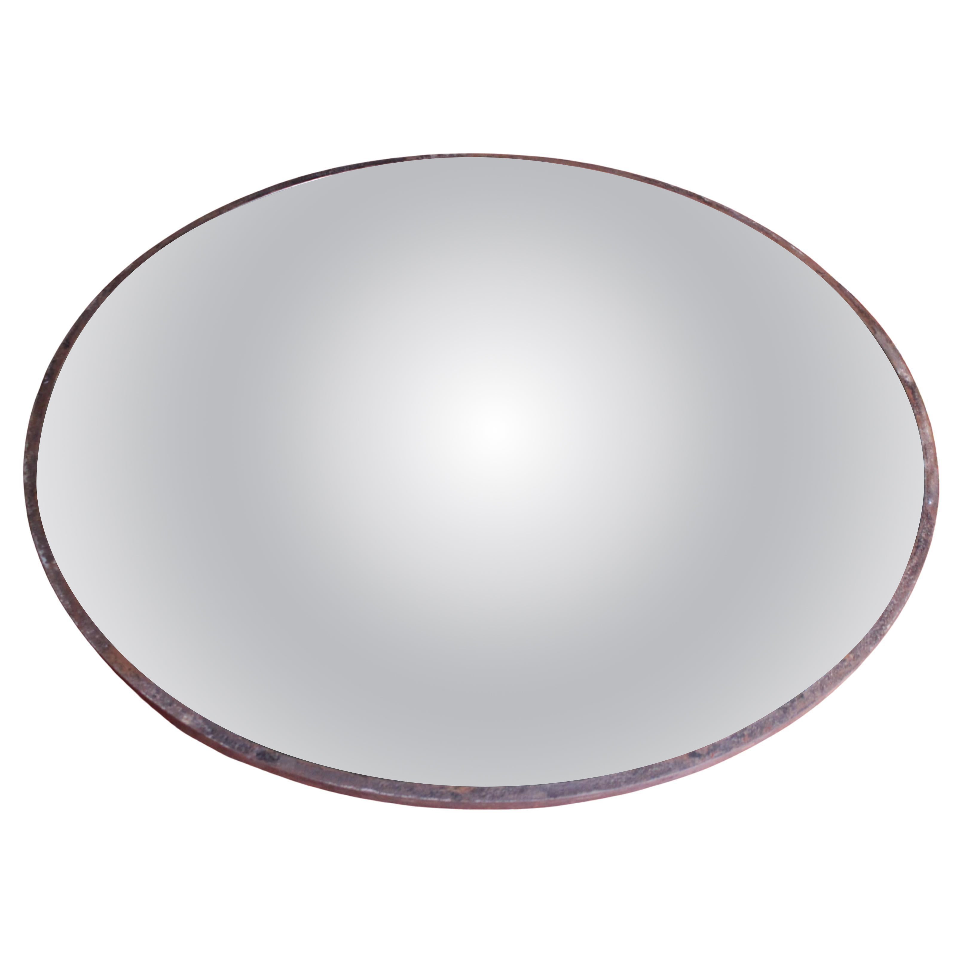 1930's Huge Industrial Foxed & Pitted Convex Railway Mirror