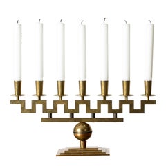 Candelabro vintage de latón del siglo XX de Lars Holmström, Suecia, años 40