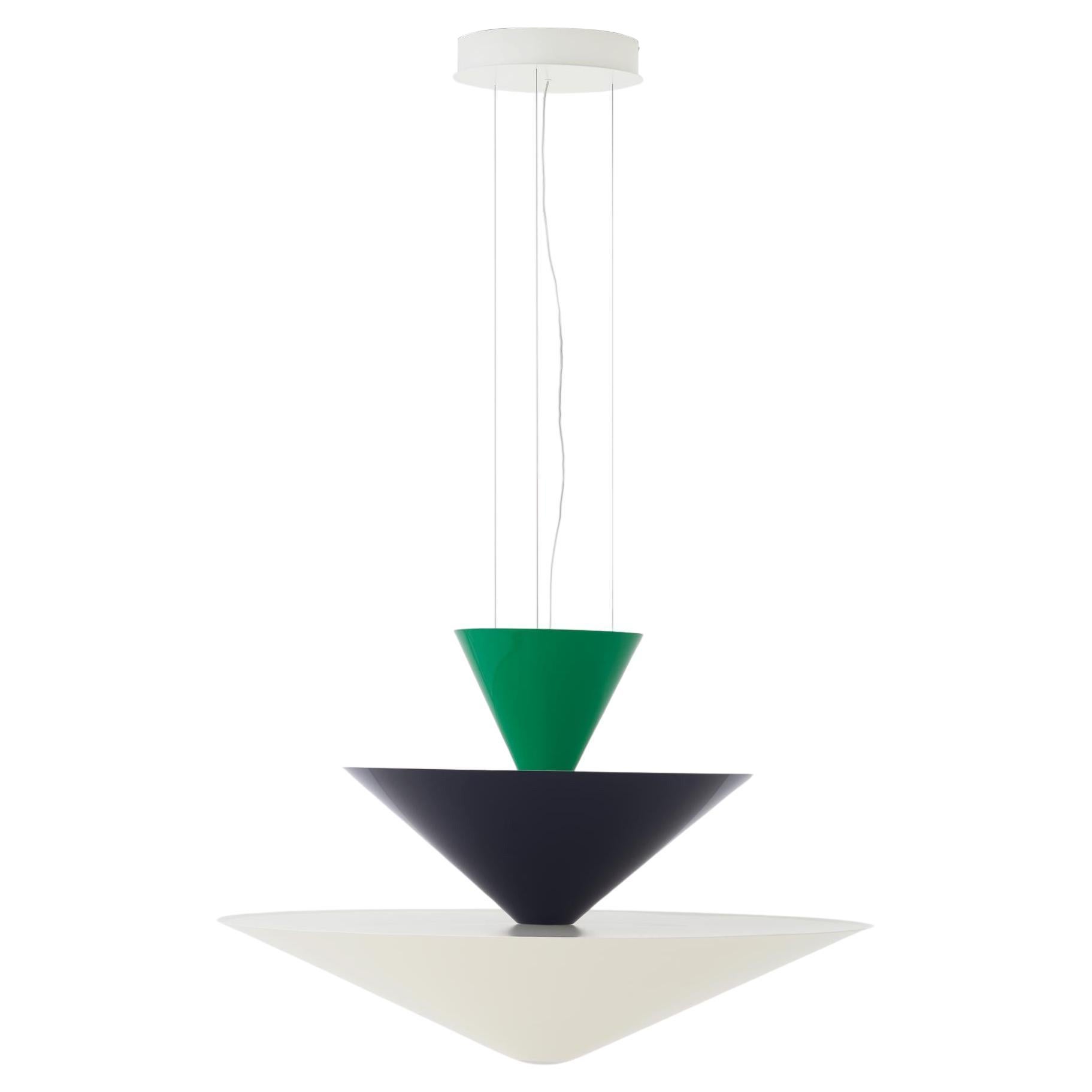 Gio Chandelier LN15,  Signal Green, Deep Blue and Ecru White, by Luca Nichetto For Sale