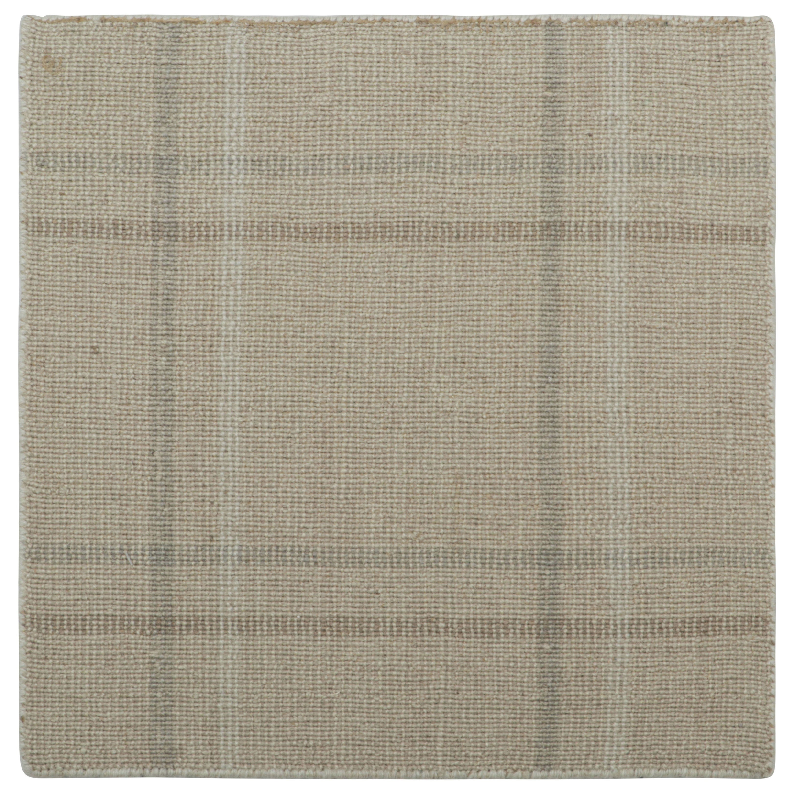 Muestra de alfombra moderna de tejido plano a medida Rug & Kilim, patrones geométricos beige-gris