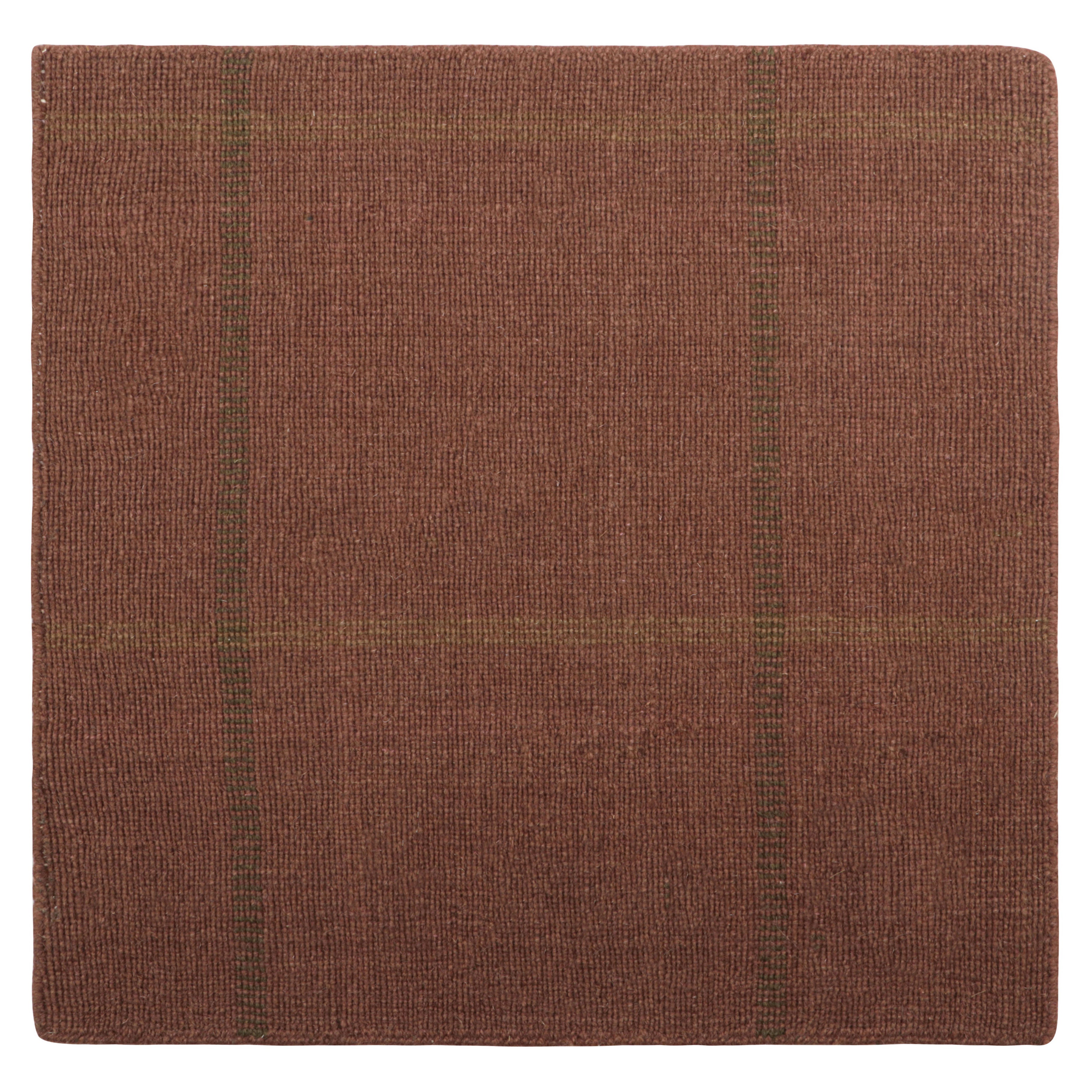 Rug & Kilim’s Modern Flatweave Custom Rug Sample, Red with Geometric Patterns