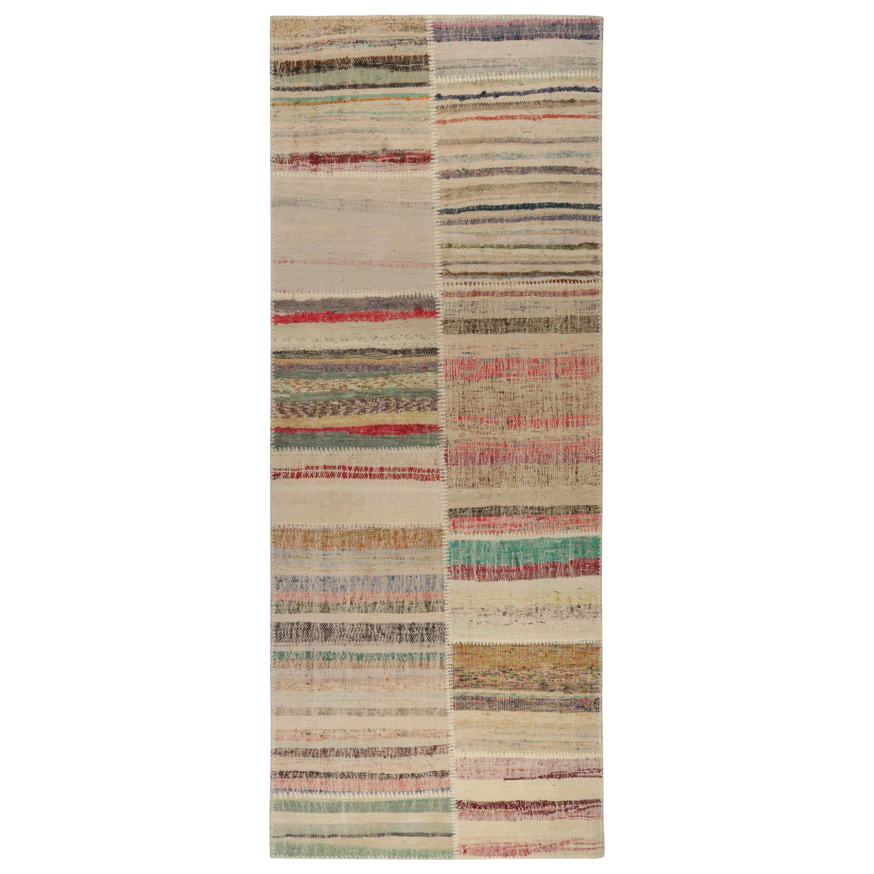 Rug & Kilim’s Patchwork Kilim Runner in Polychromatic Stripes