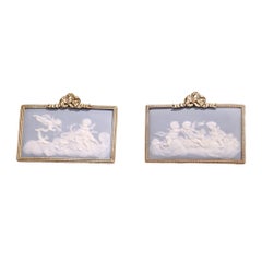 Pair of French Limoges Porcelain Plaques with Bronze Frames, Early 20th Century