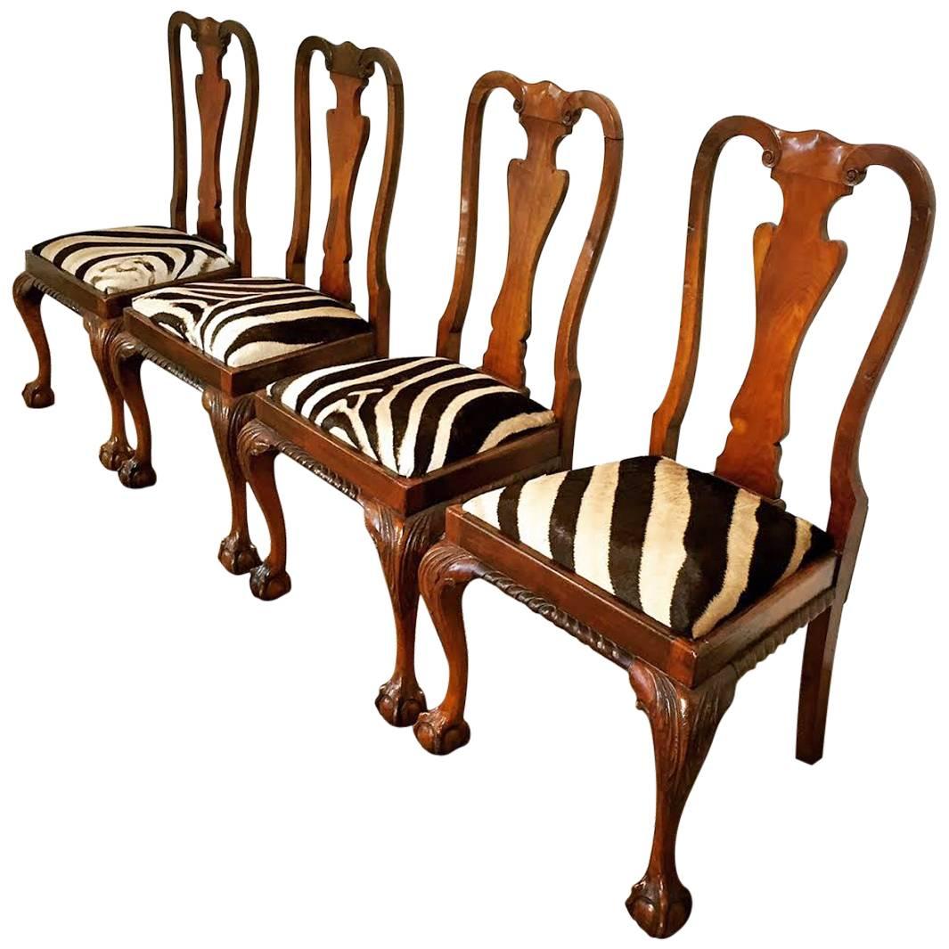 Queen Anne Style Dining Chairs, Set of Four at 1stDibs