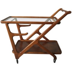 Vintage Walnut Cesare Lacca Tea Trolley Cart for Cassina