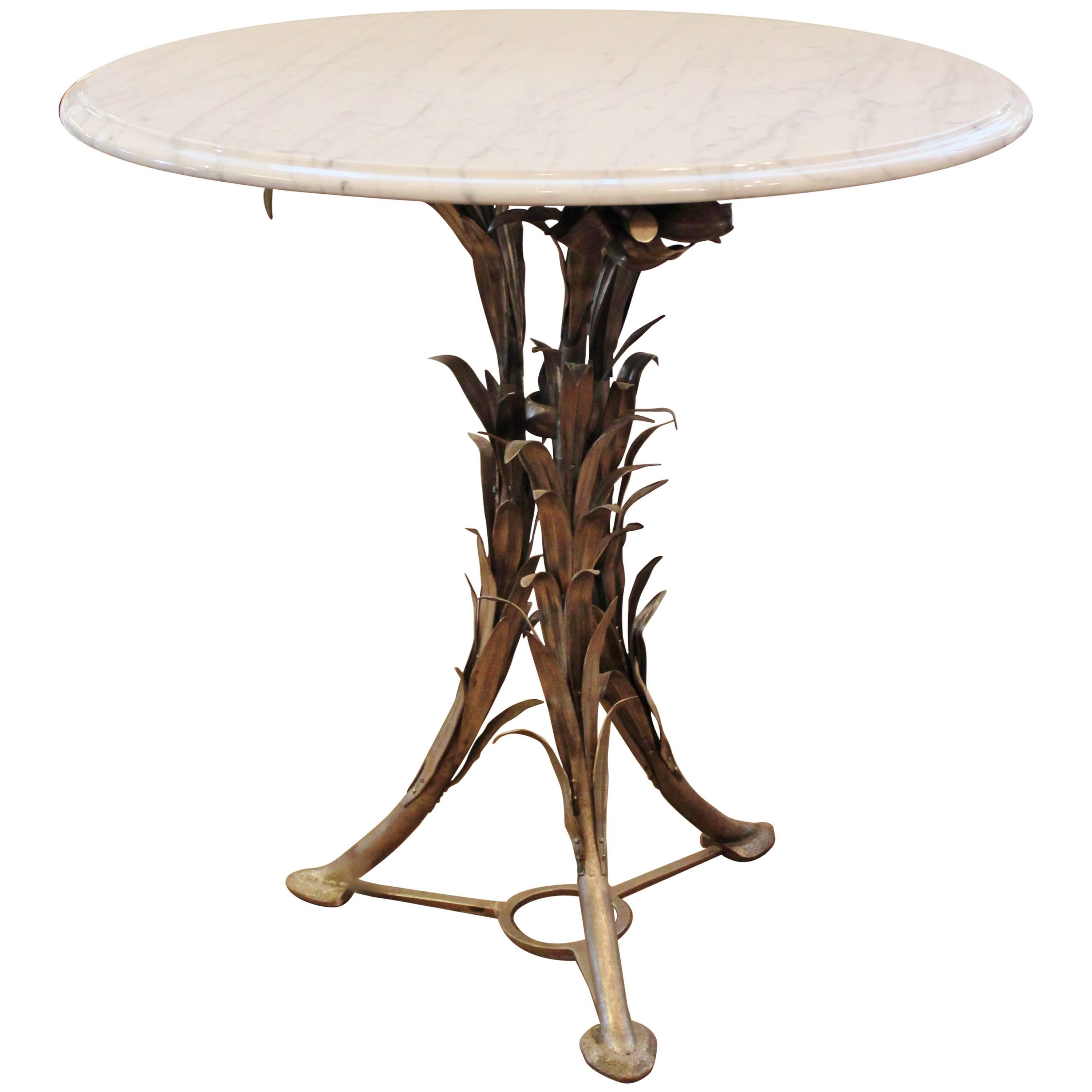 Marble and Silvered Bronze Round Table Gueridon