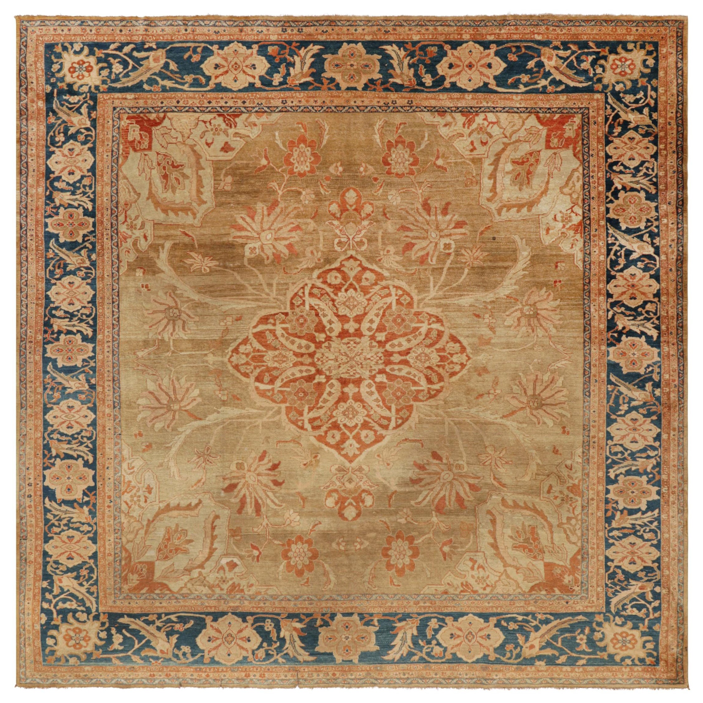 Ancien tapis carré persan Ziegler Sultanabad, médaillon floral - Rug & Kilim