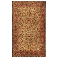 Übergroßer Vintage-Donegal-Teppich in Gold und Rot mit Blumenmustern - Rug & Kilim