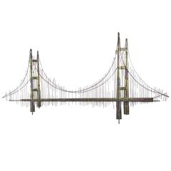 Mid-Century Modern Sculptural Bridge Wall Art Signed Curtis Jere, 1972 6