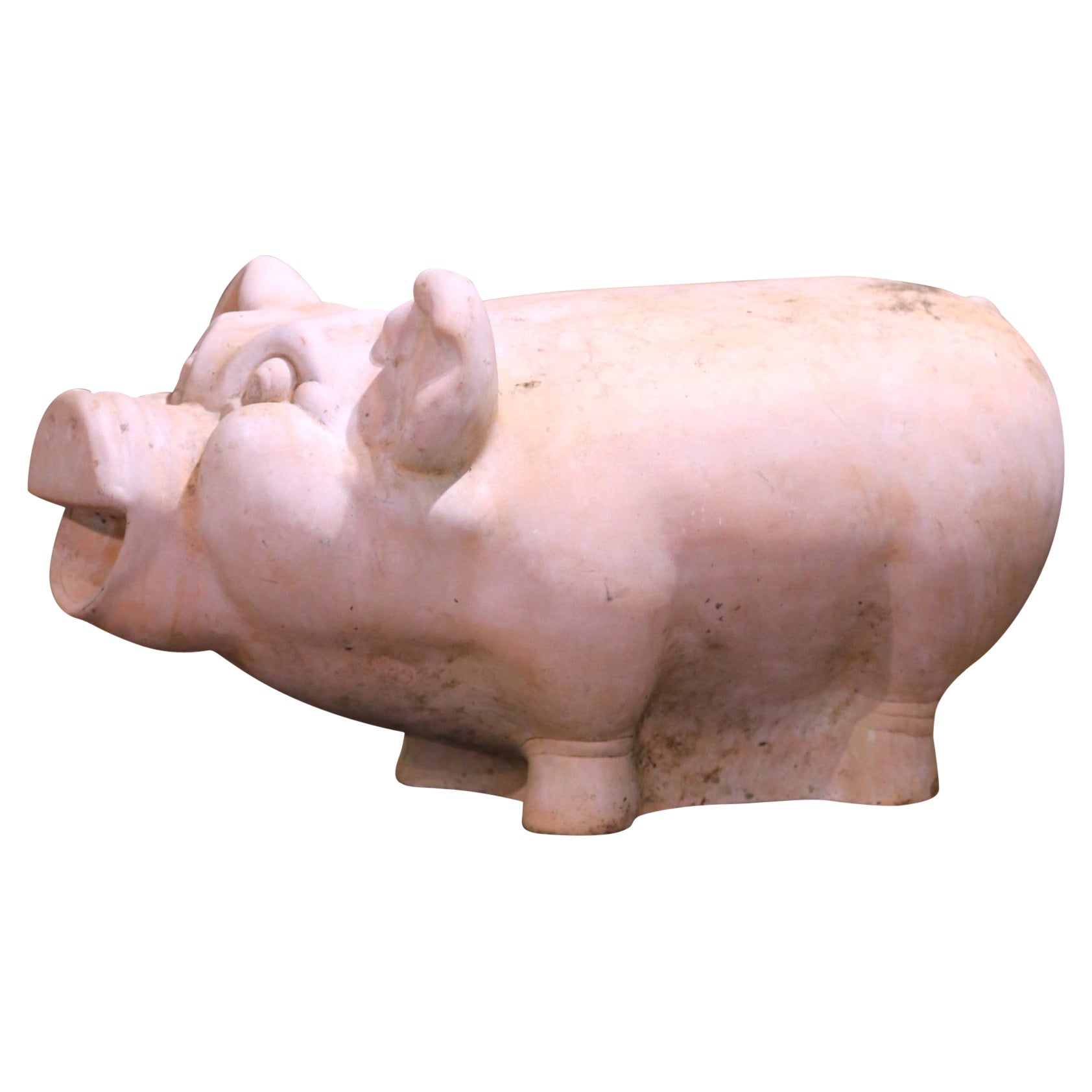 Vintage French Terracotta Piggy Bank with Weathered Finish, 20th Century