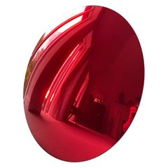 Capizzi Red Glass Convex Mirror - 31.5"/ 80 cms diameter.