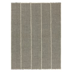 Rug & Kilim’s Contemporary Kilim with Textural Cream and Black Stripes