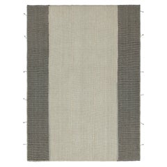 Rug & Kilim’s Contemporary Kilim with Textural Cream and Black Stripes
