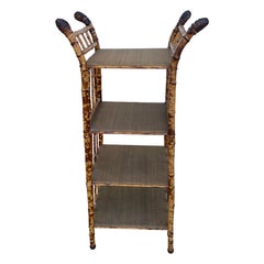 Antique Burnt Bamboo Etagere with Four Shelves