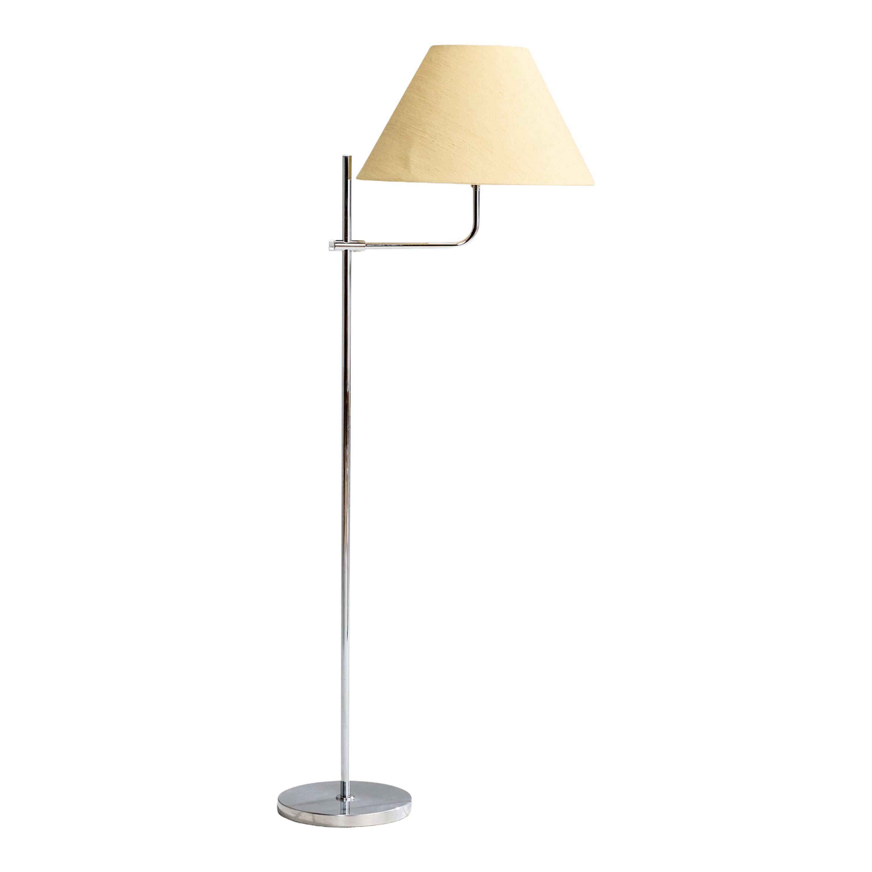 Bergboms, Floor Lamp, Chrome, Fabric, Sweden, 1970s
