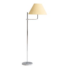 Bergboms, Floor Lamp, Chrome, Fabric, Sweden, 1970s