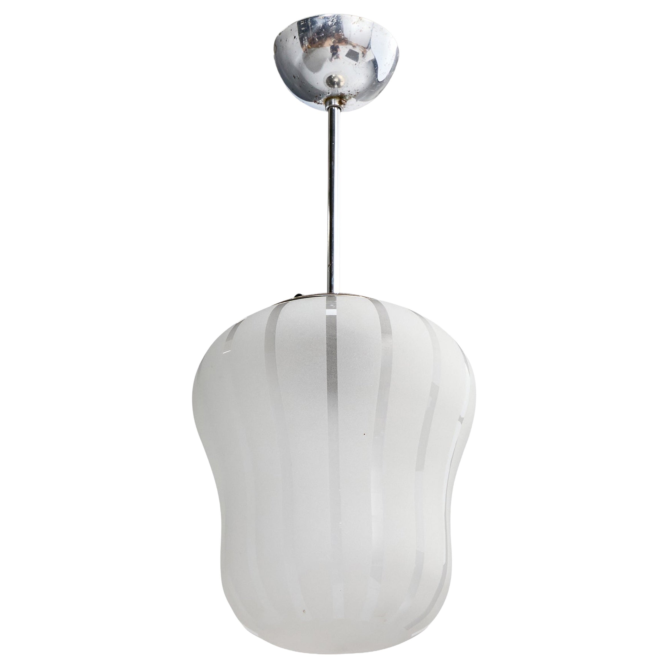 Designer svedese, lampada a sospensione, vetro, cromo, Svezia, anni '30