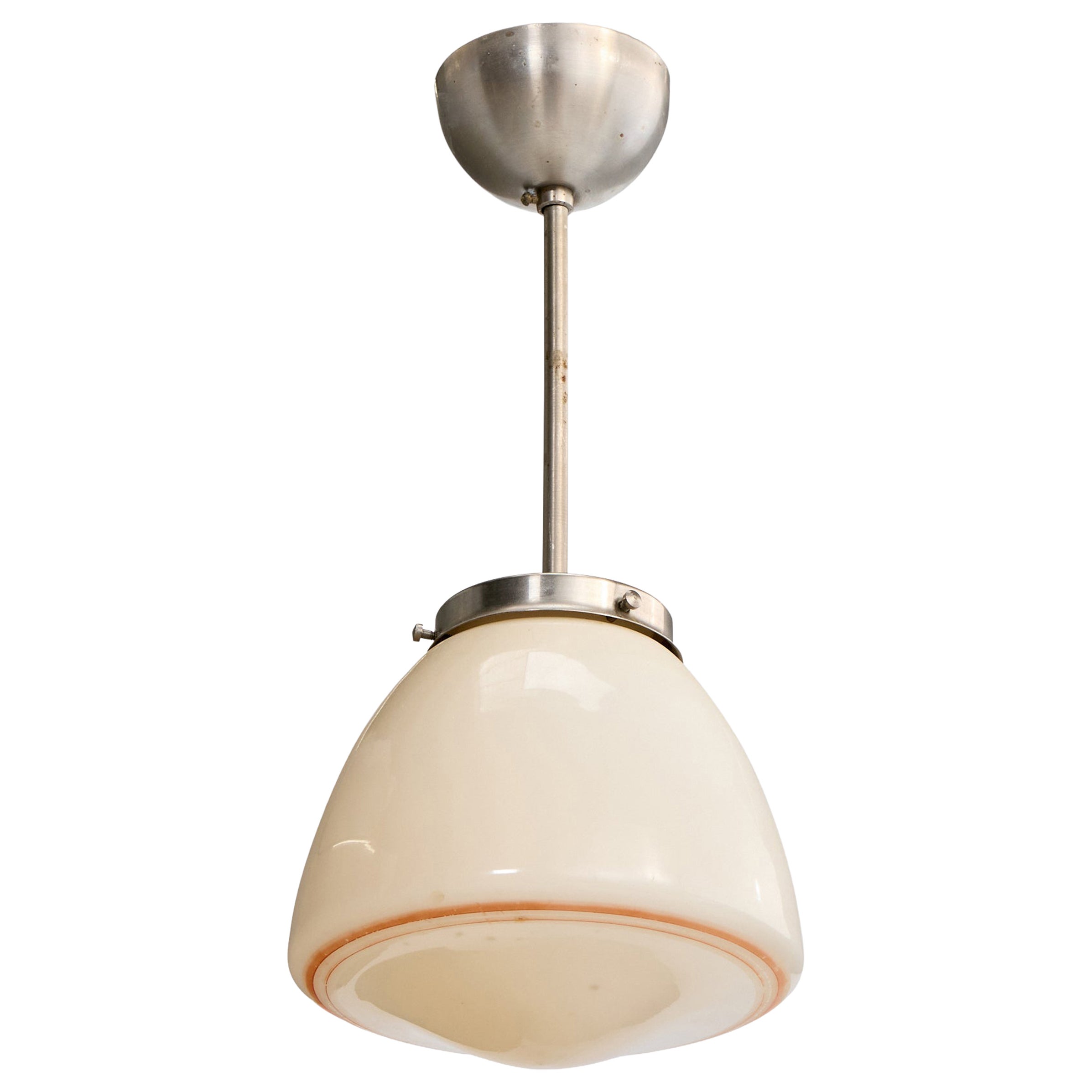 Schwedische Designerin, Pendelleuchte, Glas, Nickel, Schweden, 1930er Jahre
