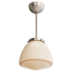 Swedish Designer, Pendant Light, Glass, Nickel, Sweden, 1930s