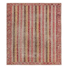 Antico tappeto Ghiordes con strisce policrome e motivi floreali - Rug & Kilim