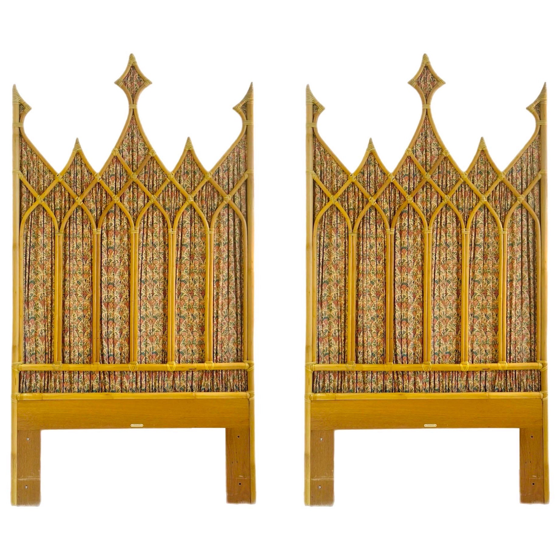 Vintage McGuire Twin Bamboo and Rawhide Headboards – A Pair