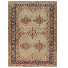 Antique Lenkoran Kazak Runner Rug, Red & Blue Geometric Medallions - Rug & Kilim