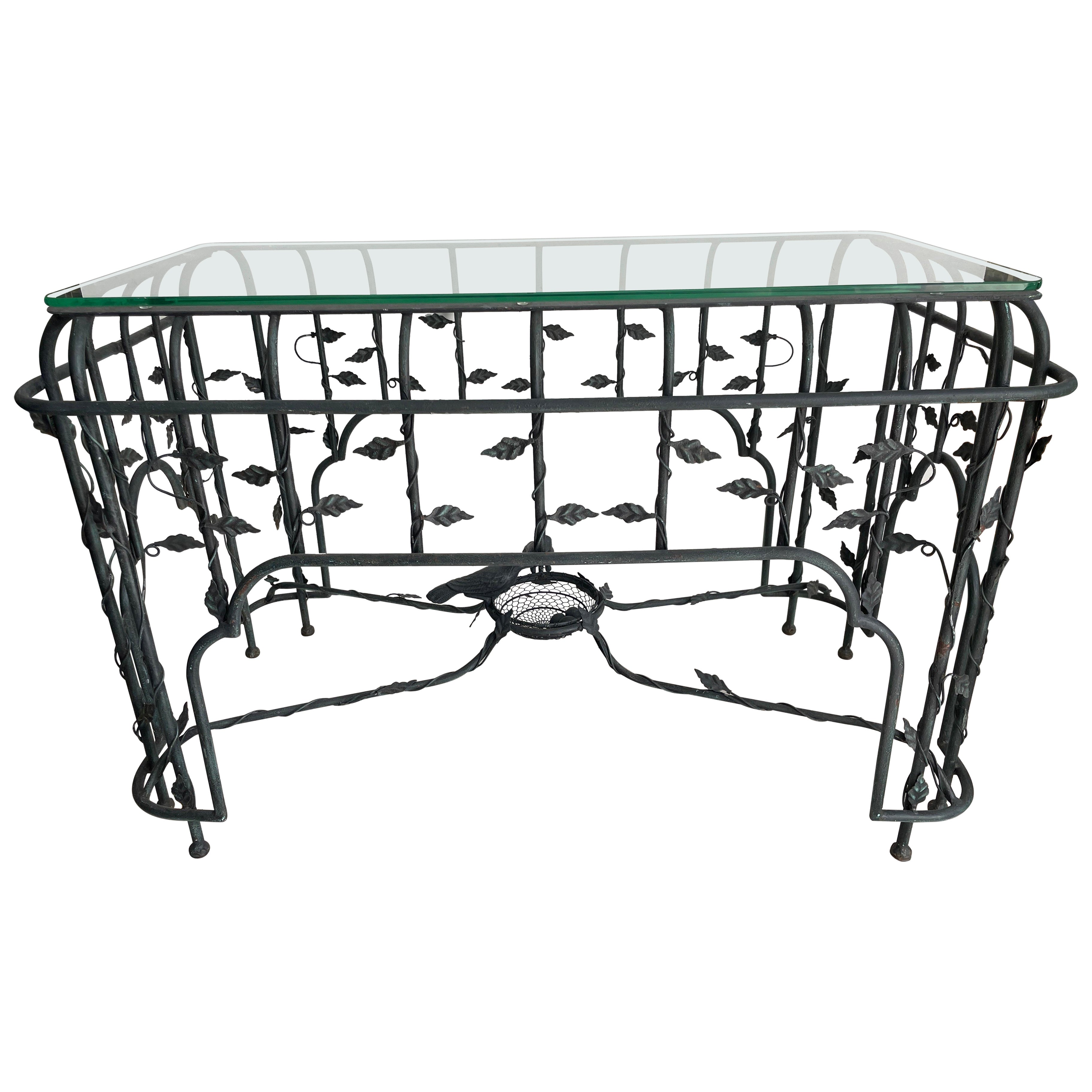 Raro tavolo consolle scultoreo in ferro battuto italiano o base per tavolo da pranzo