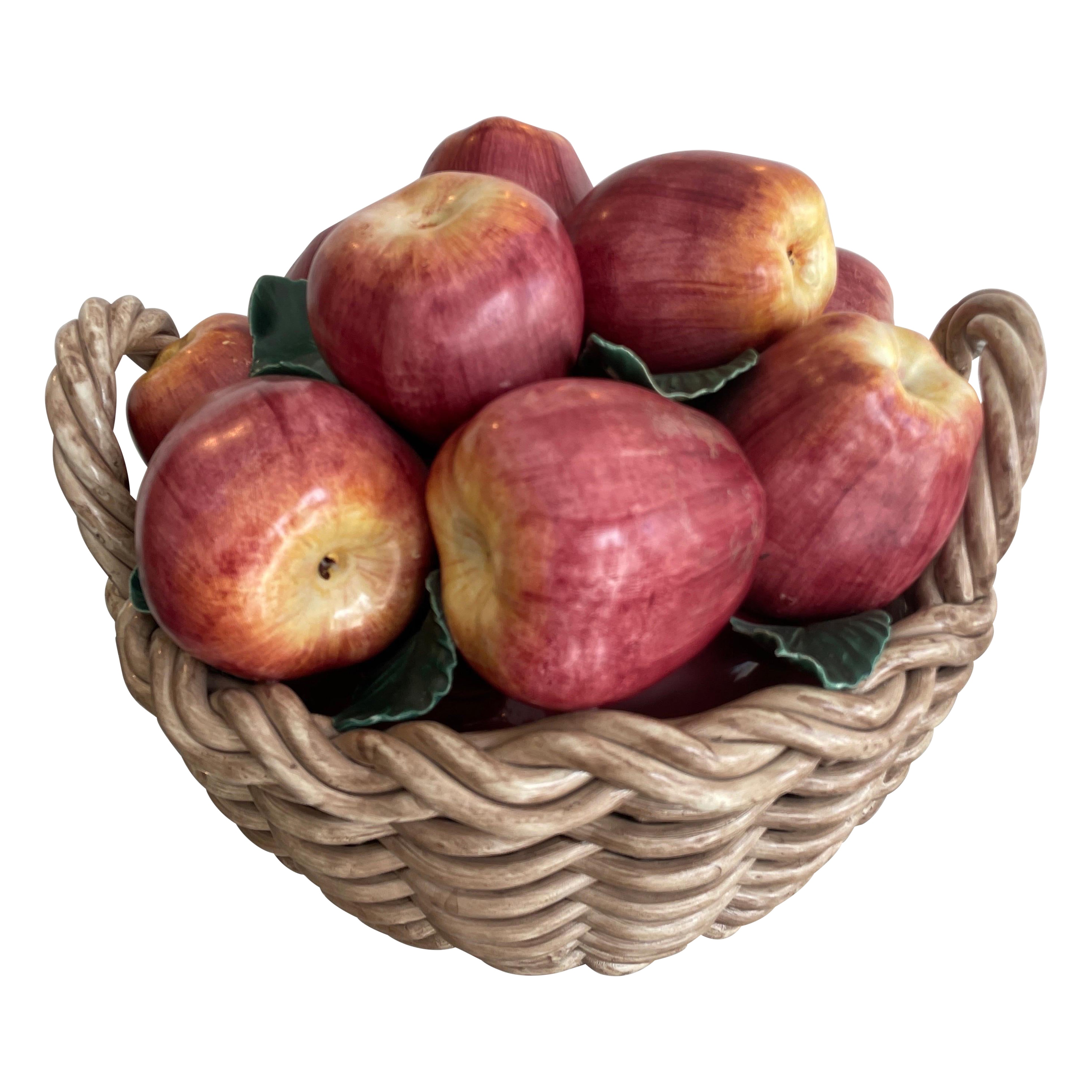Large Italian Basket of Apples Centerpiece For Sale